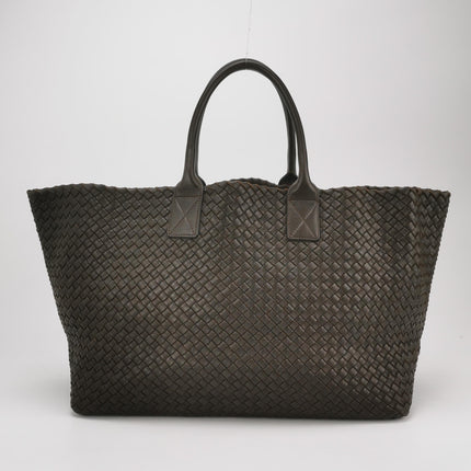 Bottega Veneta Cabat Tote Intreccio Leather Dark Chocolate Brown 45cm