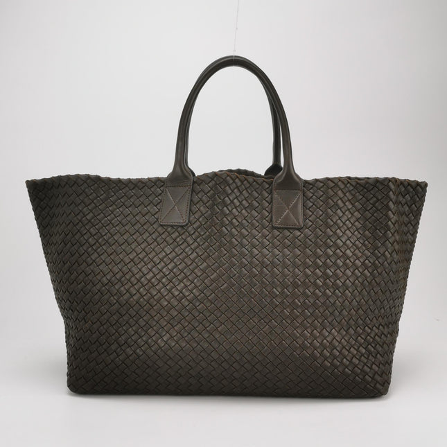 Bottega Veneta Cabat Tote Intreccio Leather Dark Chocolate Brown 45cm