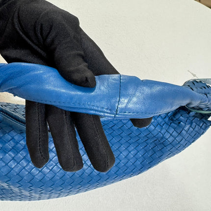 Sold Bottega Veneta Veneta Hobo Medium Blue Intrecciato Leather Bag 47cm