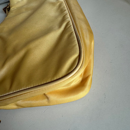 Prada Chain Shoulder Bag Nylon Yellow with Gold-tone Chain
