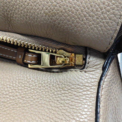 Loewe Puzzle Medium Sand Beige Calfskin Leather Bag Brown Strap