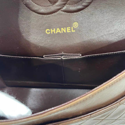 Chanel Classic Flap Rare Vintage Medium Brown Lambskin Leather 24k Gold Hardware 1989-1991