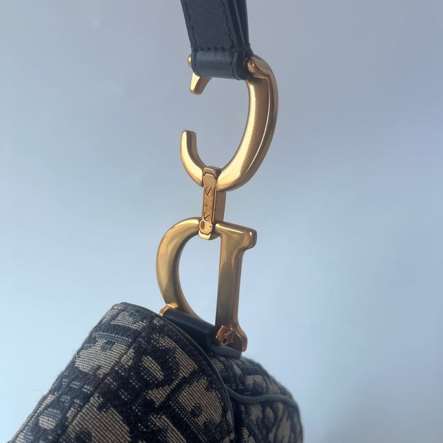 Dior Saddle Medium Navy Oblique Monogram Canvas Shoulder Bag