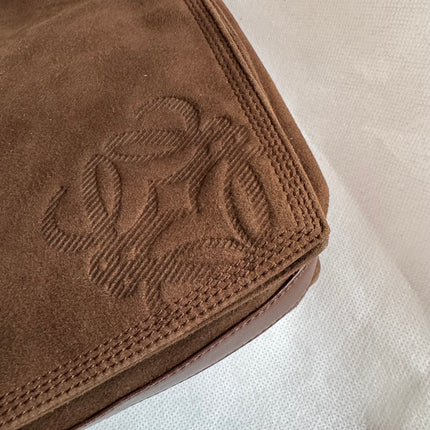 Loewe Flamenco Medium Brown Suede Leather Shoulder Bag 28cm