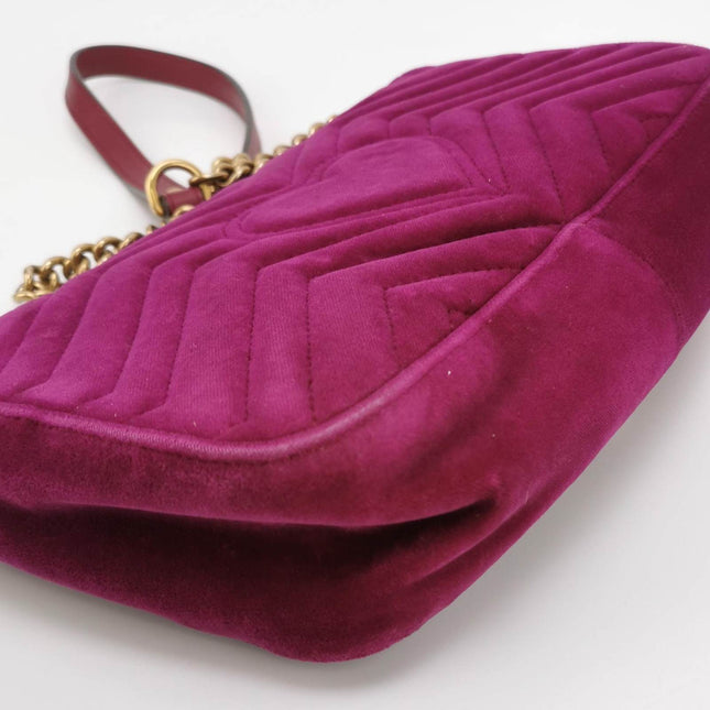 Sold Gucci Marmont Mini Flap Pink Velvet Handbag