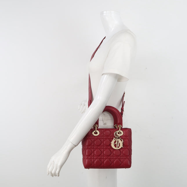 Lady Dior Small My Abcdior Burgundy Lambskin Cannage Leather Gold Hardware 2017
