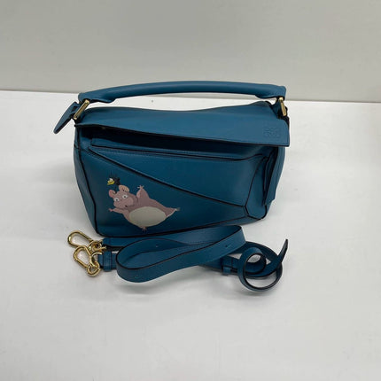 Loewe x Spirited Away Studio Ghibli Collection Puzzle Small Blue Crossbody Bag