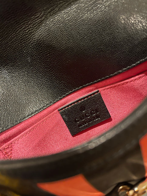 Gucci Horsebit 1955 Small Black Leather Embellished Snake Head Buckle
