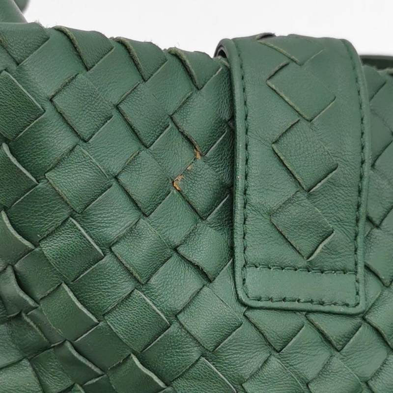 Bottega Veneta Roma Tote Intrecciato Lambskin Leather Dark Green 40cm