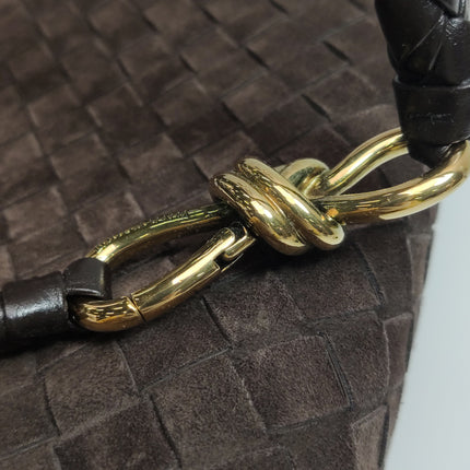 Bottega Veneta Andiamo Medium Dark Brown Suede Handbag