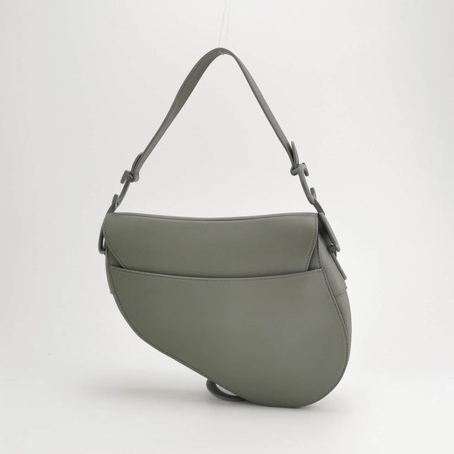 Sold Dior Saddle 2020 Medium Calfskin Leather Matte Monochrome Grey
