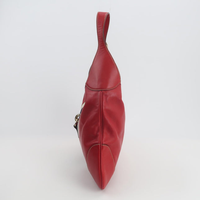 Gucci Jackie Vintage Bouvier Hobo Red Leather with Web Accent