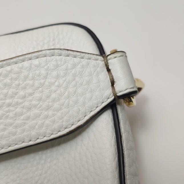 Fendi Baguette Selleria Medium White Calfskin Leather Crossbody Bag