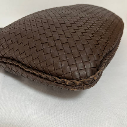 Bottega Veneta Veneta Hobo Intrecciato Chocolate Brown Medium Lambskin Leather 47cm