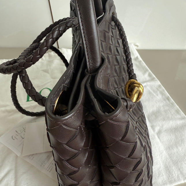 Bottega Veneta Small Andiamo Fondant Dark Chocolate Brown Intrecciato Handbag