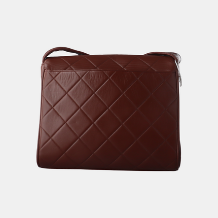 Chanel Vintage Quilted Flap Crossbody Messenger Bag Deep Burgundy Brown