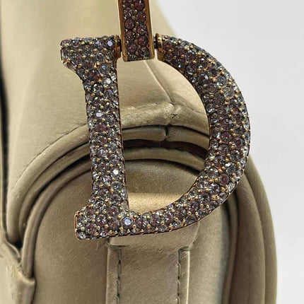Dior Saddle Mini Silk Handbag Light Gold with Crystals