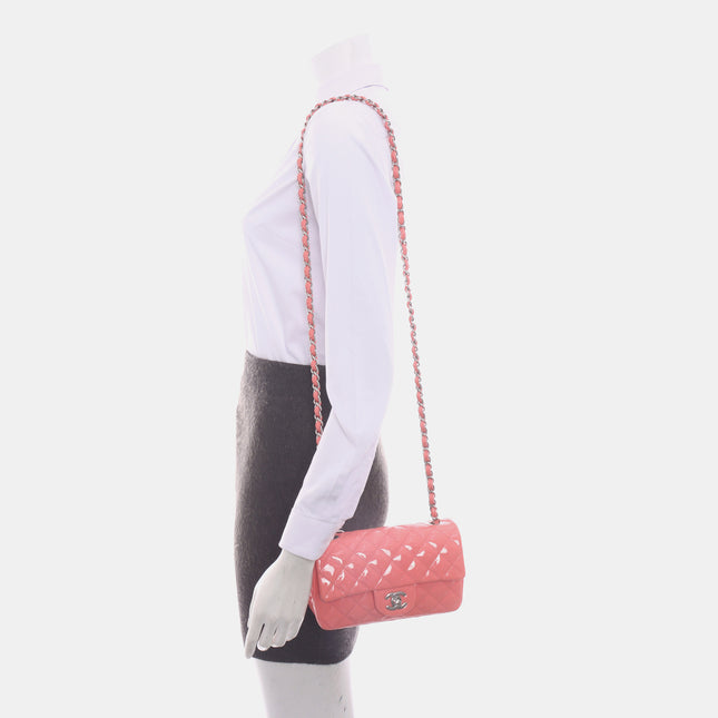 Sold Chanel Classic Flap Mini Pink Patent Leather Silver Hardware, 2015-2016