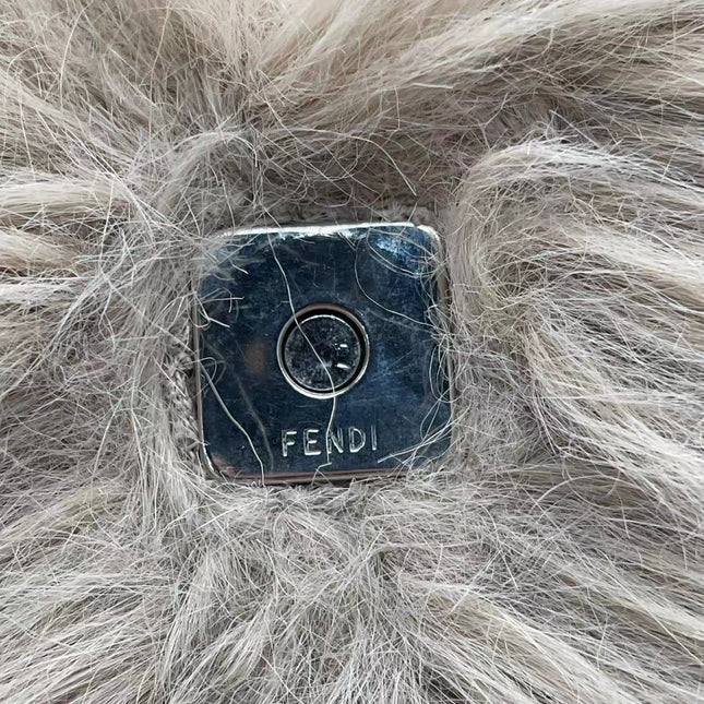 Fendi Baguette Soft Beige Fluffy Fur Shoulder Bag
