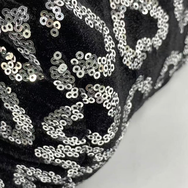 FENDI Mini Bucket White Heart Shaped Sequin Black Bag