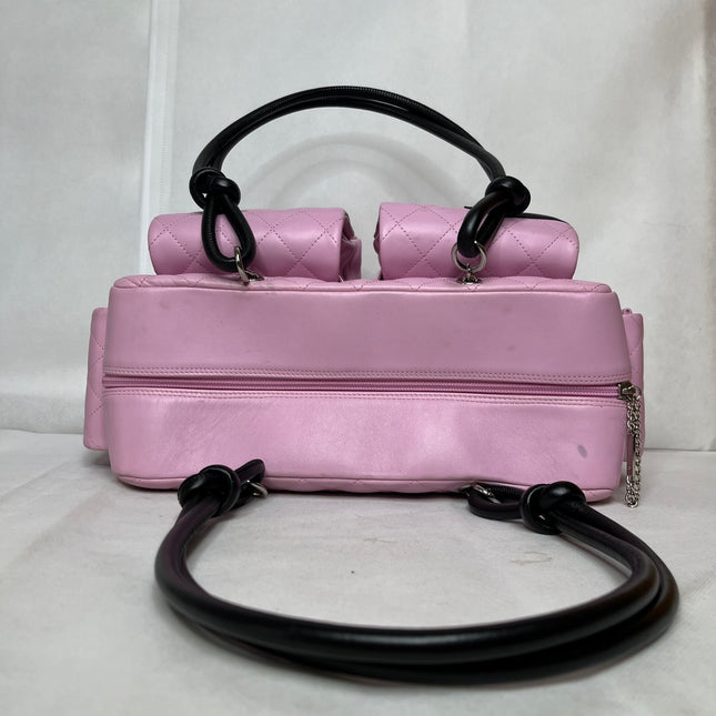 Chanel Cambon Large Pink Calfskin Leather Double Strap Handbag