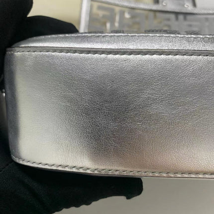 Sold Fendi Baguette Fendi x Nicki Minaj Silver PVC and Leather with Glitter Sequins Crossbody Bag