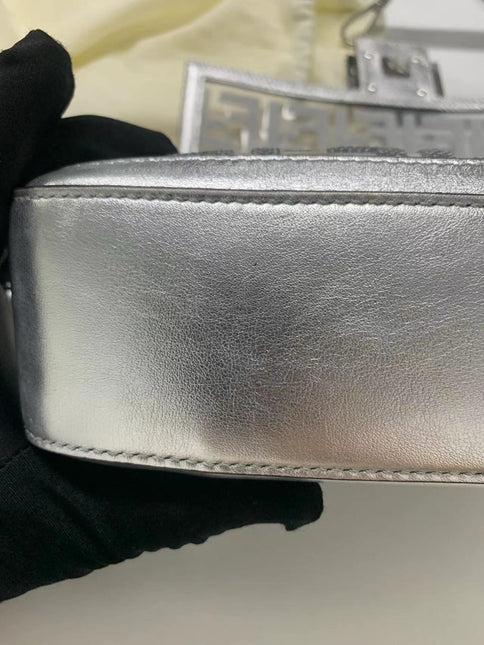 Sold Fendi Baguette Fendi x Nicki Minaj Silver PVC and Leather with Glitter Sequins Crossbody Bag