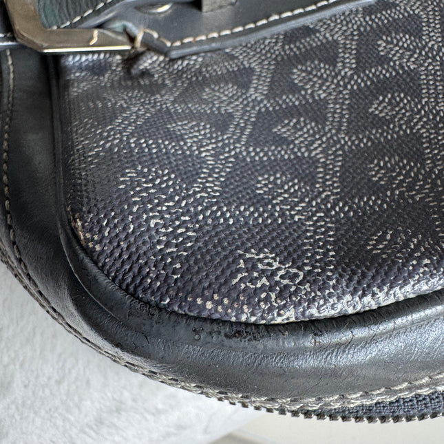 Goyard Ambassade Document Case Small 35cm Handbag Grey Canvas Leather Silver Hardware