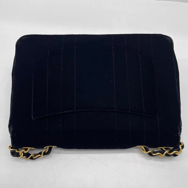 Chanel Classic Flap Maxi Black Velvet Leather Giant Gold CC Logo