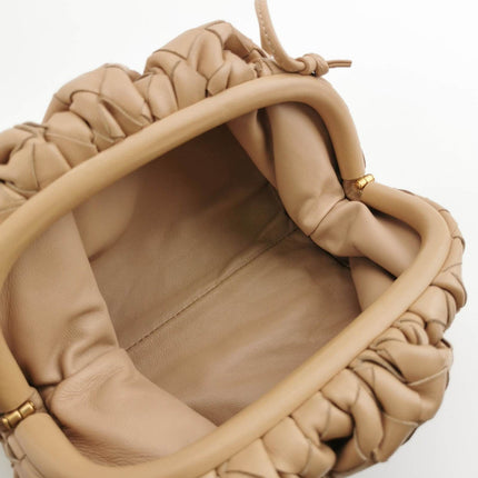 Sold Bottega Veneta Pouch Mini Intrecciato Beige Lambskin Leather Crossbody Bag