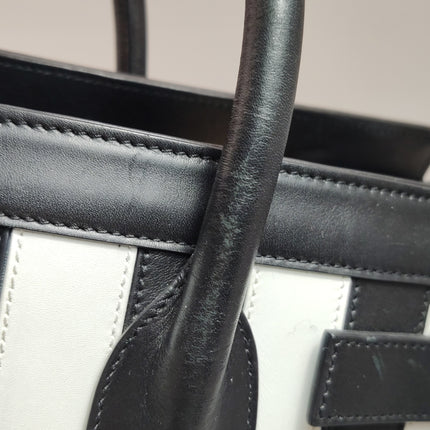 Saint Laurent Sac De Jour Small Black and White Striped Leather Handbag