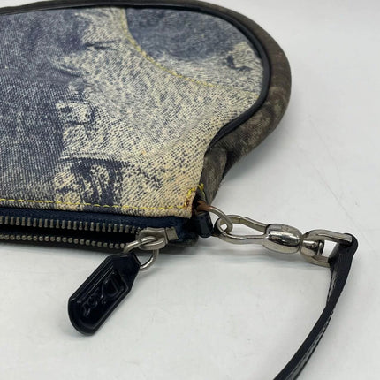Dior Saddle Classic Mini Denim Jeans Patchwork Zipper Opening Handbag
