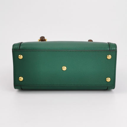 Gucci Diana Mini Green Leather Bag Bamboo Handle with Strap