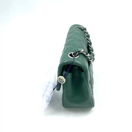 Chanel Classic Flap Mini 2019 Green Lambskin Leather Silver Hardware