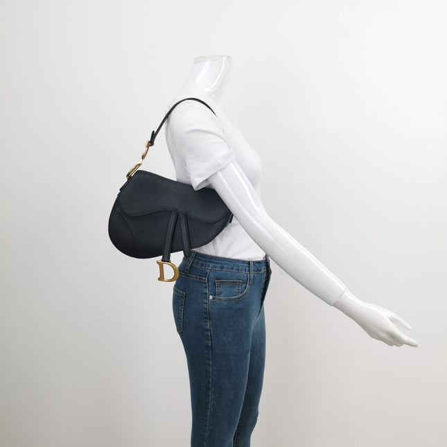 Sold Dior Saddle Black Medium Grained Leather Handbag
