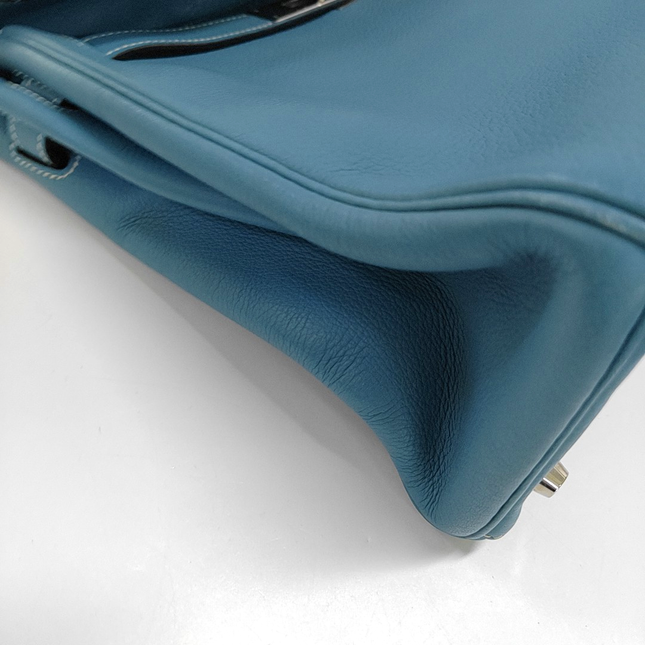 Hermes Kelly 32 Retourne Double Ring Blue Jeans Evercolor Leather Palladium Hardware 2002