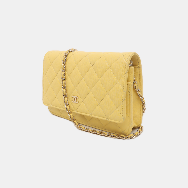 Chanel Wallet on Chain Classic Flap Yellow Caviar Leather Gold Hardware