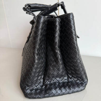 Bottega Veneta Roma Handbag Bag Intrecciato Nappa Leather Black Large 35cm