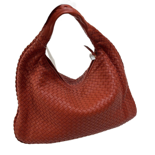 Bottega Veneta Veneta Hobo Medium Brick Red Intrecciato Leather Bag 47cm-Luxbags