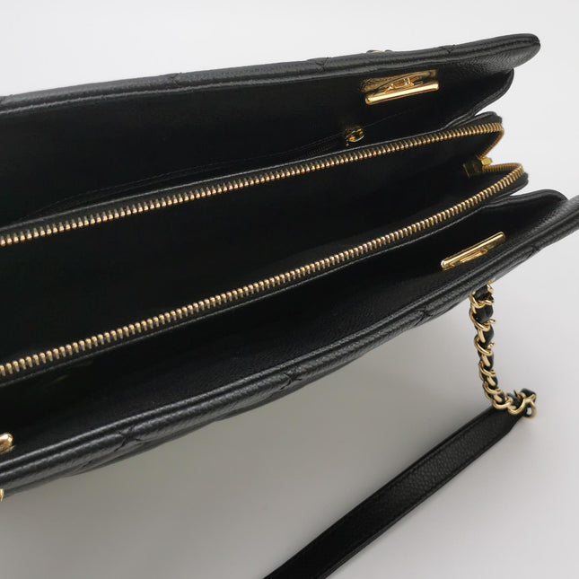 Chanel PST Petite Shopping Tote Black Caviar Leather CC Logo Gold Hardware 2012-13