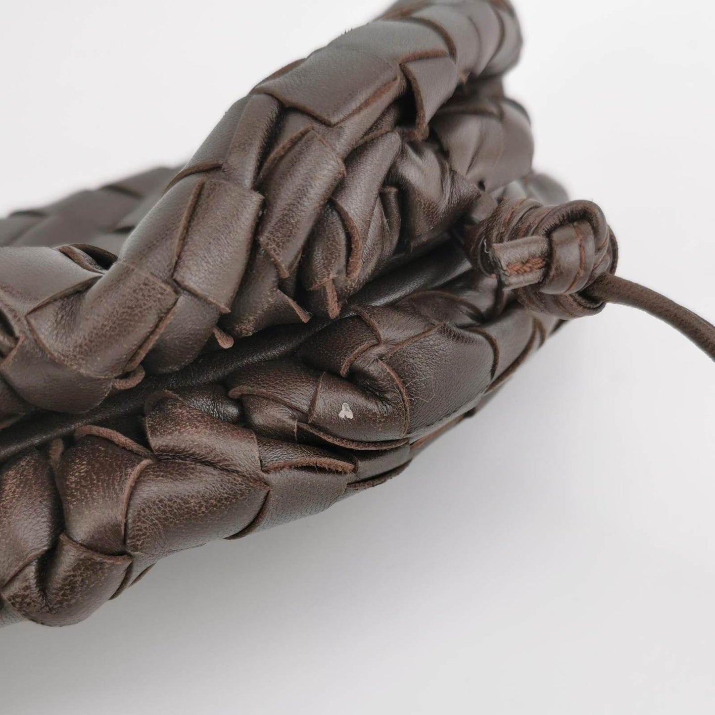 Bottega Veneta Pouch Mini Intrecciato Dark Chocolate Brown Lambskin Leather Crossbody Bag