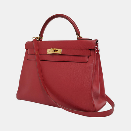 Hermes Kelly 32 Retourne Rouge Vif Red Epsom Leather Gold Hardware 1997