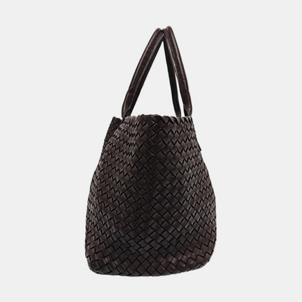 Bottega Veneta Cabat Tote Intreccio Leather Dark Chocolate Brown 40cm