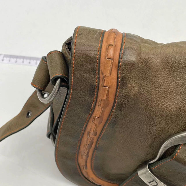 Dior Vintage Gaucho Large Brown Leather Crossbody Bag 36cm