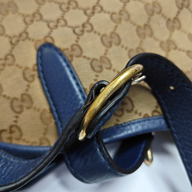Gucci Jackie 1961 Soft Medium Navy Leather and Monogram