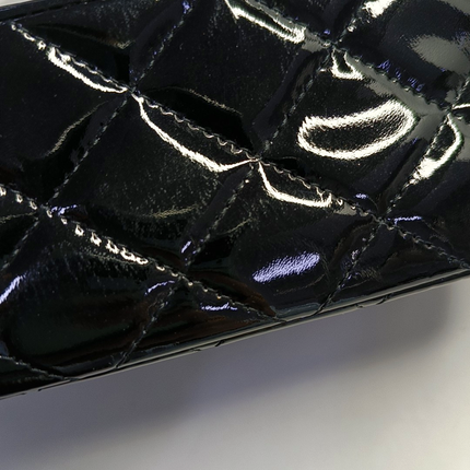 Chanel Classic Flap Medium Black Patent Leather Silver Hardware