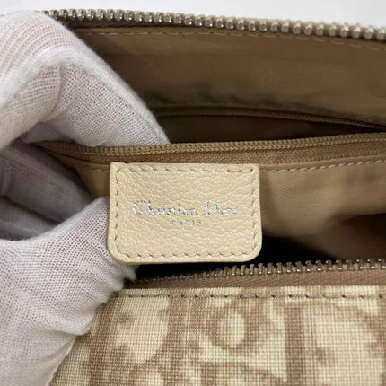 Dior Boston Bowling Bag White Oblique Monogram Canvas With Flower Embroidery