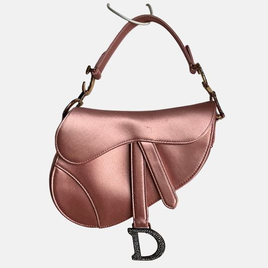 Dior Saddle Mini Silk 2019 Pink with crystals-Luxbags