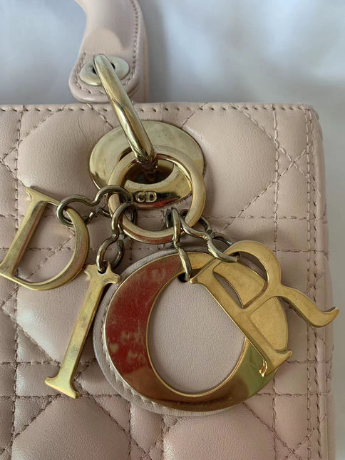 Sold Lady Dior Pink Cannage Leather Medium
