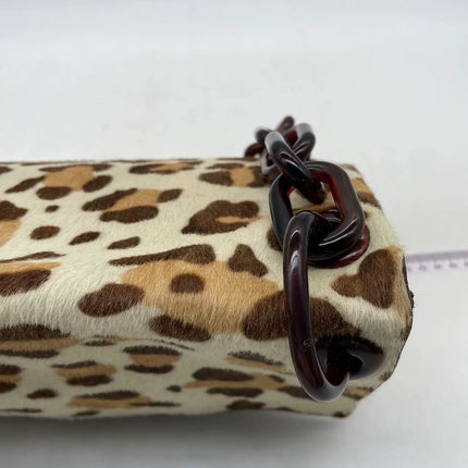 Prada Leopard Print Pony-style Calfskin Tortoise Strap Large Shoulder Bag